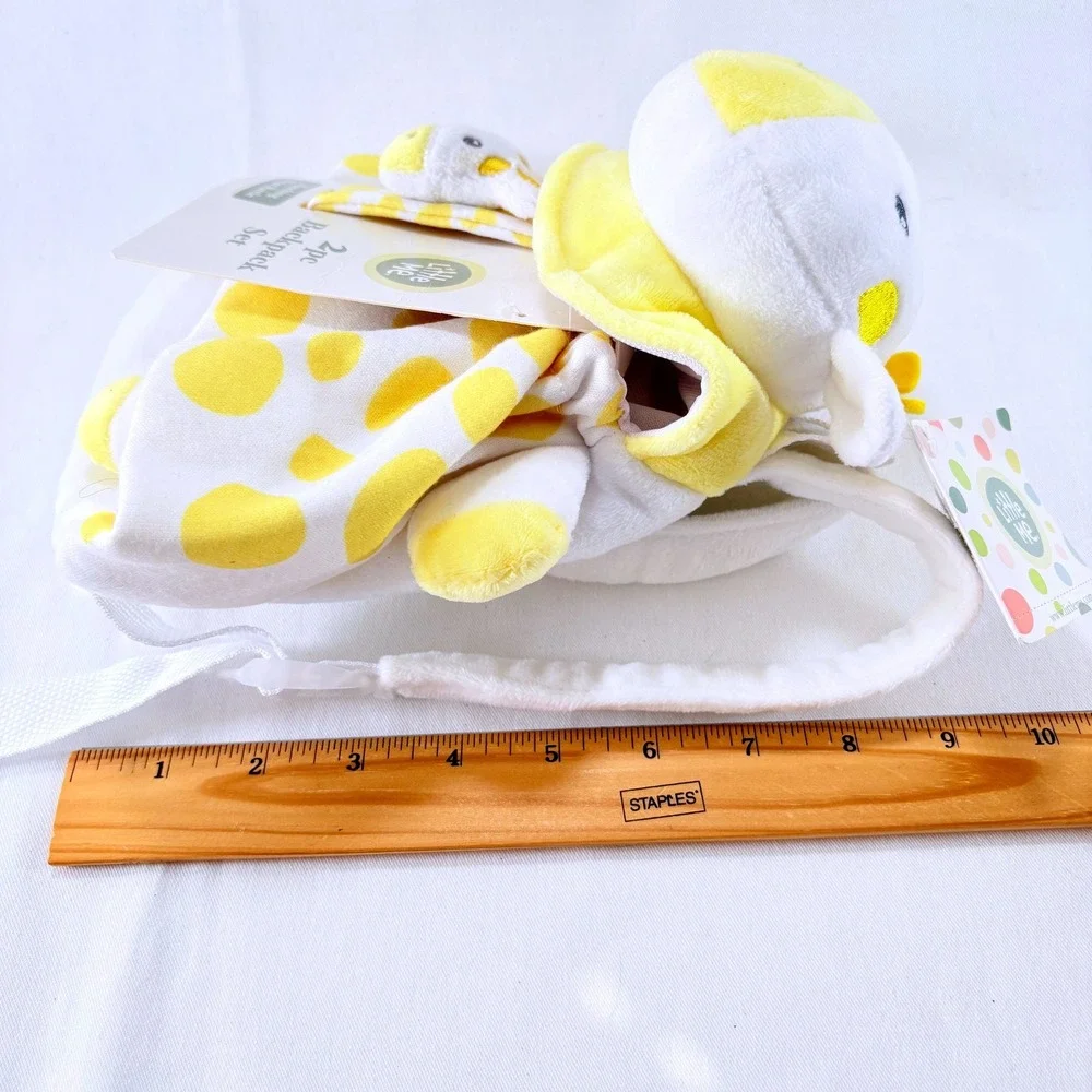 Little Me Giraffe Infant Toddler Plush Backpack Set 2pc with Wrist Rattle NWT